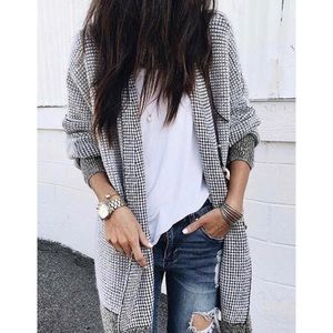 NWOT black and white grid sweater